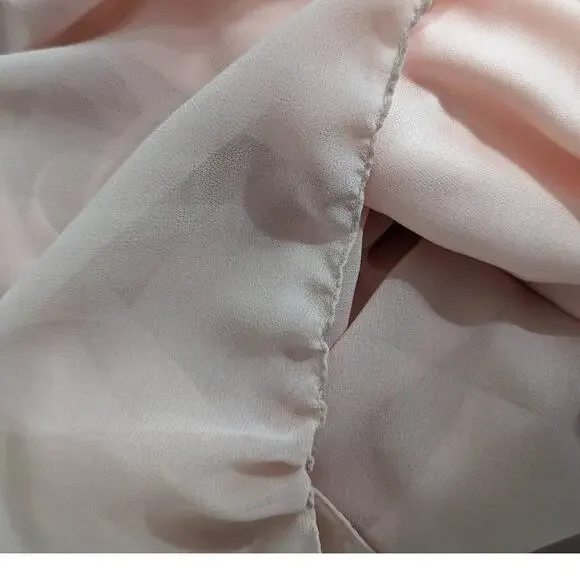 Ieena for Mac Duggal Blush Pink Tiered Chiffon Plunging V-Neck Maxi Dress 4 FLAW - Picture 10 of 13